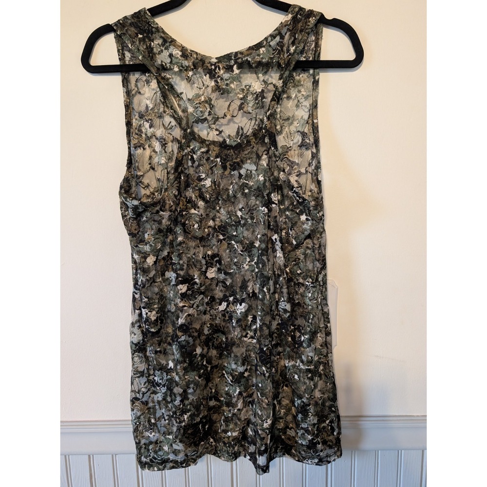 Womens Sheer Mesh Floral Tank XL‎ Forest Fairy 90s Grunge Whimsigoth Regencycore - Picture 4 of 8